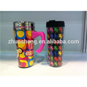 Personalizado doble pared plástico de acero inoxidable taza doble pared venta por mayor tazas para café